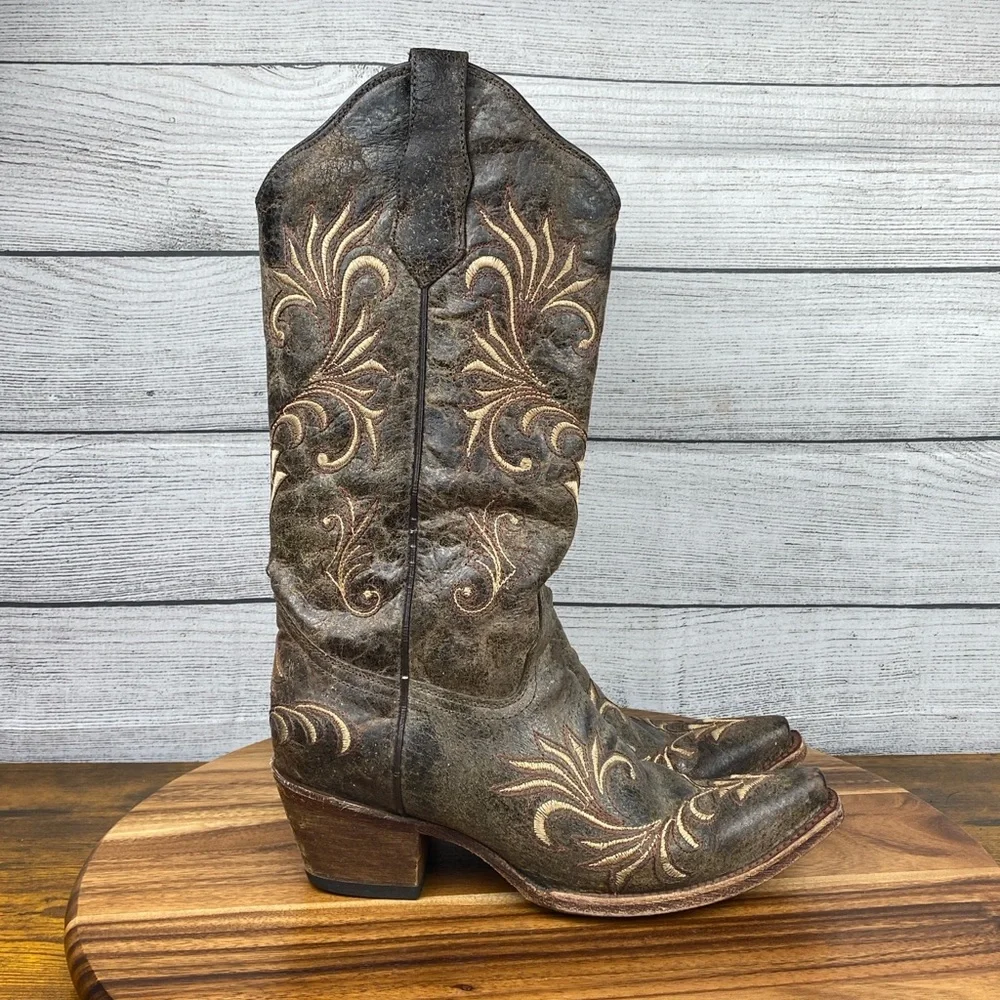 Corral Circle G Distressed Filigree Embroidered Western Boot Women’s Shoe Size 8 - Picture 4 of 15